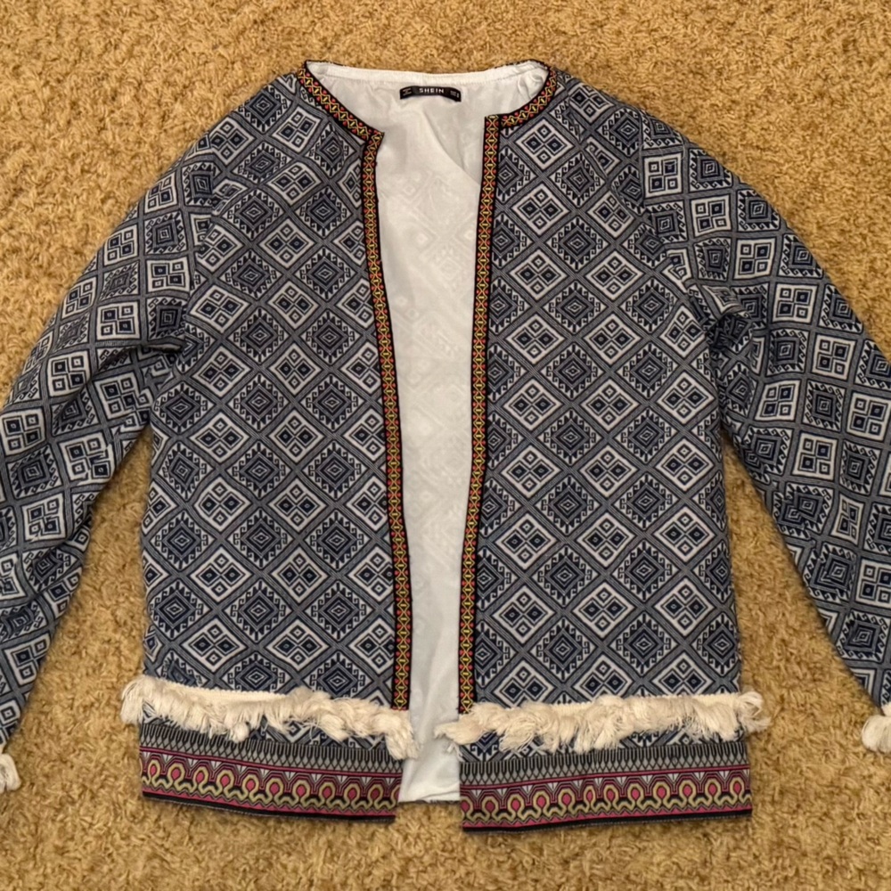 Stylish Blue Patterned Kids Jacket